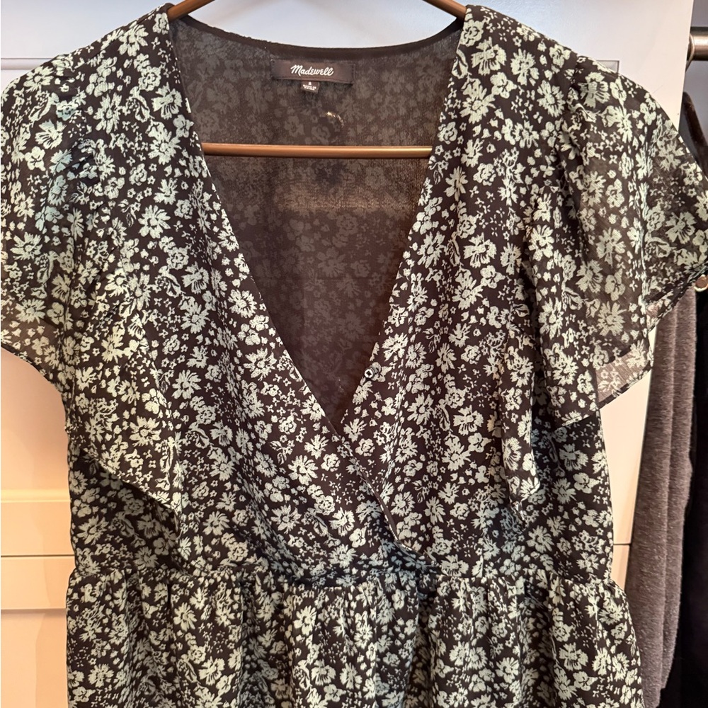 Black/green Floral Women's Top by Madewell